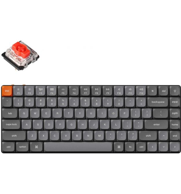 Keychron Клавиатура механическая K3 Max 84Key, Gateron MX 2.0 Red, WL/BT/USB-A, QMK, EN/UKR, RGB, черный