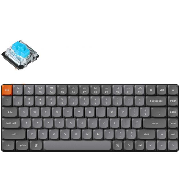 Keychron Клавиатура механическая K3 Max 84Key, Gateron MX 2.0 Blue, WL/BT/USB-A, QMK, Hot-swap, EN/UKR, RGB, черный