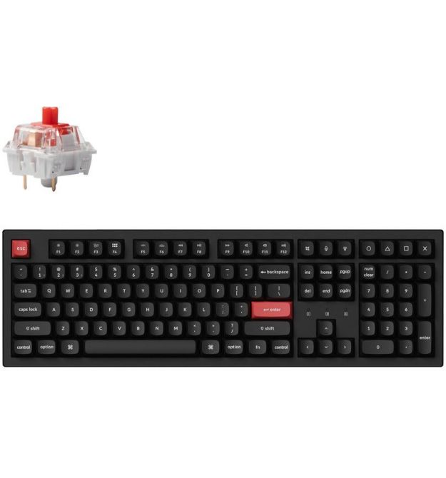 Keychron Клавиатура механическая K10 PRO 100Key, K pro Red, WL/BT/USB-A, Hot-Swap, QMK, EN/UKR, RGB, черный