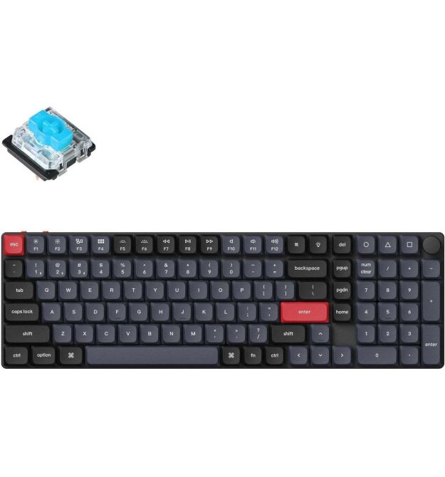 Keychron Клавиатура механическая K17 100Key, Gateron MX 2.0 Blue, WL/BT/USB-A, QMK, Hot-swap, RGB, белый в центре