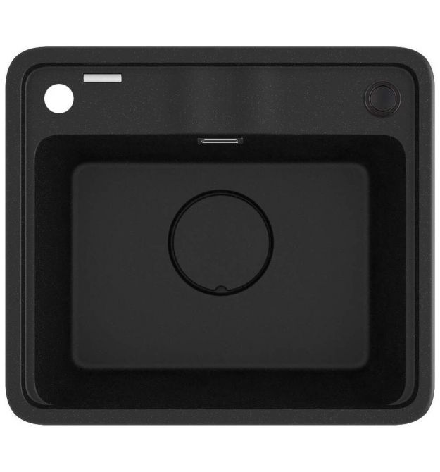 Deante Мойка кухонная Momi, гранит, квадрат, без крыла, 500х440х230мм, чаша - 1, врезная, металлический графит + кухонная доска