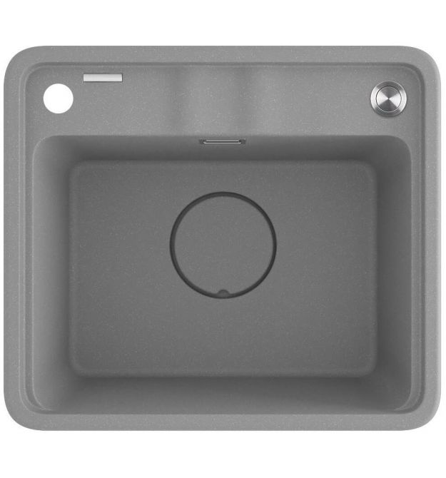 Deante Мойка кухонная Momi, гранит, квадрат, без крыла, 500х440х230мм, чаша - 1, врезная, серый + кухонная доска