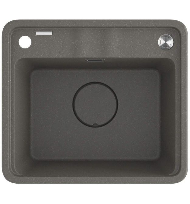 Deante Мойка кухонная Momi, гранит, квадрат, без крыла, 500х440х230мм, чаша - 1, врезная, антрацит + кухонная доска