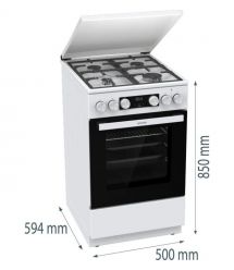 Gorenje Плита комби, 70л, 50x60см, IconLed, чугун, с крышкой, белый