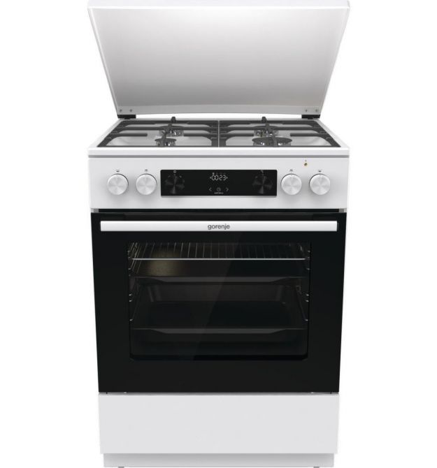 Gorenje Плита комби, 71л, 60x60см, дисплей, IconLed, чугун, белый