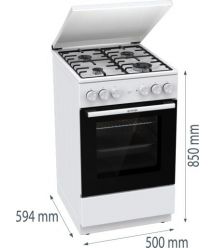 Gorenje Плита комби, 68л, 50x60см, эмалированные реш, с крышкой, белый