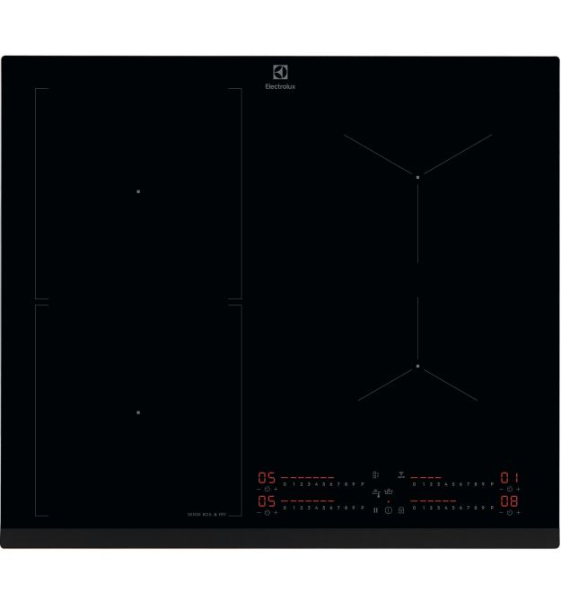 Electrolux Варочная поверхность индукционная, 60см, расширенная зона, датчик кипения, датчик жарки, Hob2Hood, черный