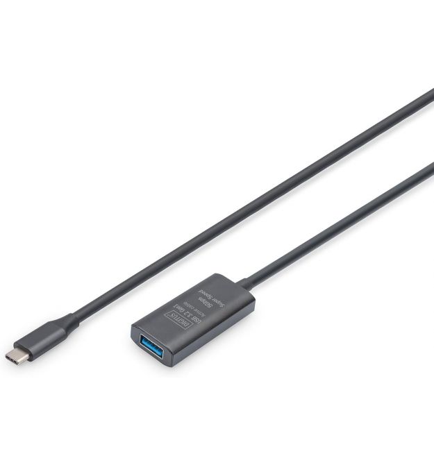 Digitus Удлинитель USB 3.2 Gen1 Active Cable 5G, C/M-A/F, 5м, черный