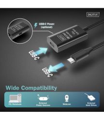 Digitus Удлинитель USB 3.2 Gen1 Active Cable 5G, C/M-C/F, 10м, черный