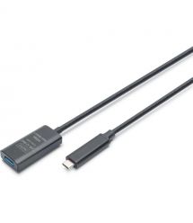Digitus Удлинитель DIGITUS USB 3.2 Gen2 Active Cable 10G, C/M-A/F, 5м, черный