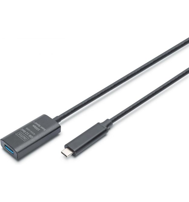 Digitus Удлинитель DIGITUS USB 3.2 Gen2 Active Cable 10G, C/M-A/F, 5м, черный