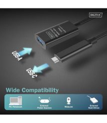 Digitus Удлинитель DIGITUS USB 3.2 Gen2 Active Cable 10G, C/M-A/F, 5м, черный