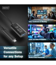 Digitus Удлинитель DIGITUS USB 3.2 Gen2 Active Cable 10G, C/M-A/F, 5м, черный