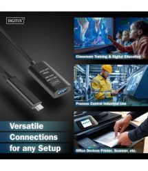 Digitus Удлинитель DIGITUS USB 3.2 Gen2 Active Cable 10G, C/M-A/F, 5м, черный