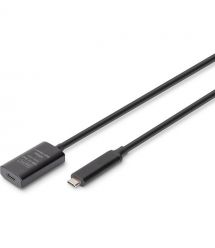 Digitus Удлинитель DIGITUS USB 3.2 Gen2 Active Cable 10G, C/M-C/F, 5м, черный