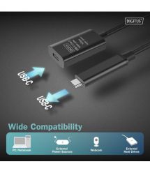 Digitus Удлинитель DIGITUS USB 3.2 Gen2 Active Cable 10G, C/M-C/F, 5м, черный