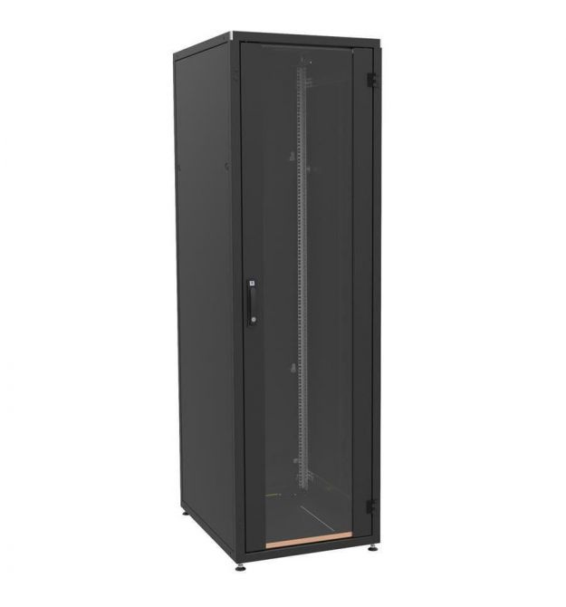 ZPAS Шкаф 19", 18U, IT, передняя стеклянная дверь, без столешницы, 600x800 мм, максимально 1000кг, черный
