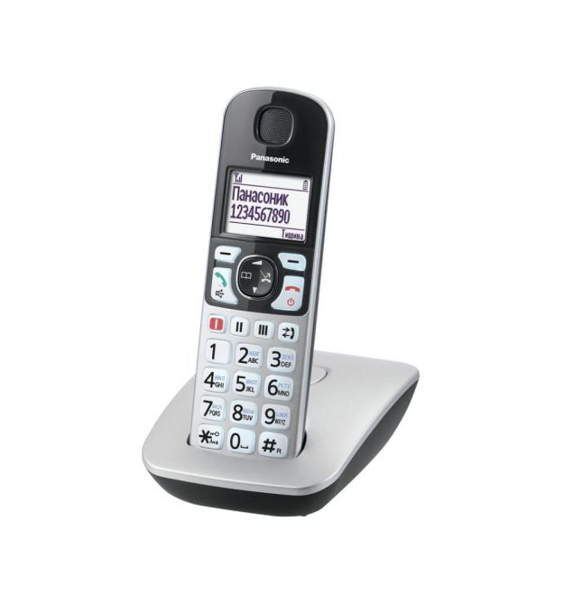 Panasonic Радиотелефон DECT KX-TGE510RUS, чёрно-серебряный