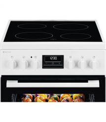 Electrolux Плита электрическая стеклокерамическая, 57л, 50x60см, дисплей, конвекция, противень для барбекю, белый
