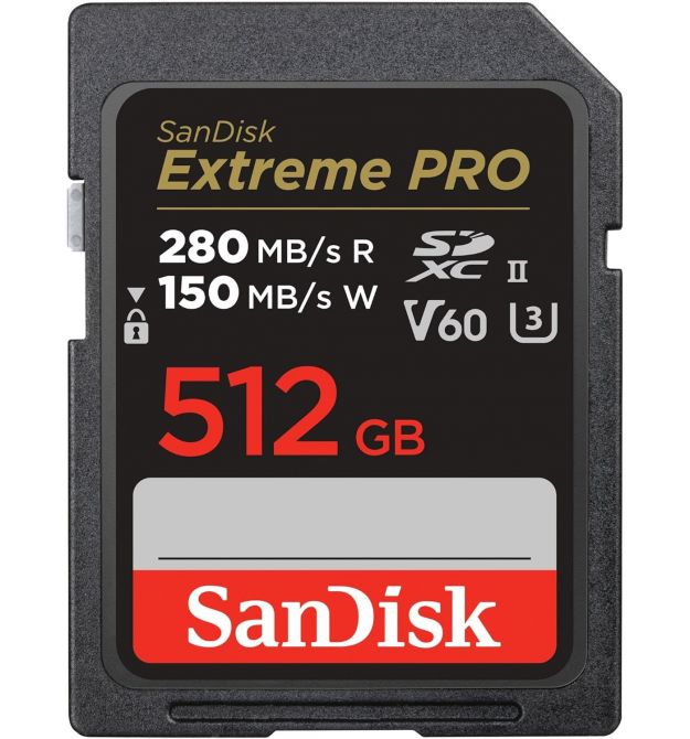 SanDisk Карта памяти SD 512GB C10 UHS-II U3 R280/W150MB/s Extreme Pro V60