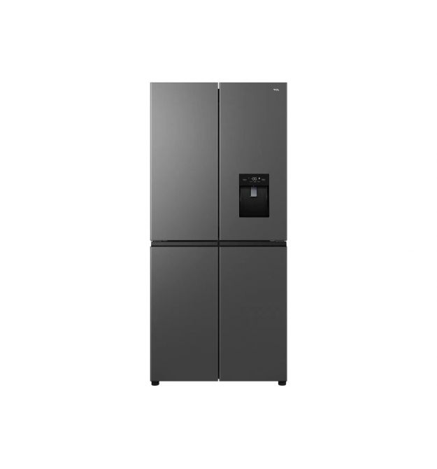 TCL Холодильник SBS, 185х84х68, холод.отд.-297л, мороз.отд.-169л, 4 дв., A++, NF, диспенсор., нерж