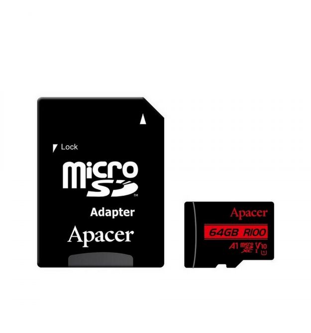 Apacer Карта памяти microSD 64GB C10 UHS-I R100MB/s + SD