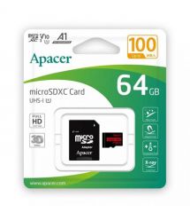 Apacer Карта памяти microSD 64GB C10 UHS-I R100MB/s + SD