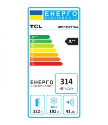 TCL Холодильник SBS, 177х92х63см, 2 дв., Х- 322л, М- 181л, A++, NF, диспенсер, нерж