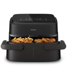Philips Мультипечь Flex Dual 2450Вт, чаша-6+3л, сенсорное управл., 2 контейнера, 6 авто. программ, пластик, чорний