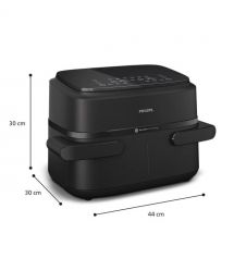 Philips Мультипечь Flex Dual 2450Вт, чаша-6+3л, сенсорное управл., 2 контейнера, 6 авто. программ, пластик, чорний