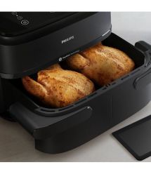 Philips Мультипечь Flex Dual 2450Вт, чаша-6+3л, сенсорное управл., 2 контейнера, 6 авто. программ, пластик, чорний