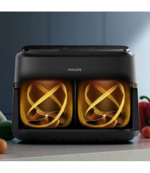Philips Мультипечь Flex Dual 2450Вт, чаша-6+3л, сенсорное управл., 2 контейнера, 6 авто. программ, пластик, чорний