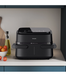 Philips Мультипечь Flex Dual 2450Вт, чаша-6+3л, сенсорное управл., 2 контейнера, 6 авто. программ, пластик, чорний