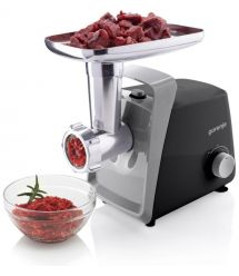 Gorenje Мясорубка, 1600Вт, 2,2кг/мин, 2 решетки, пластик+металл, черный