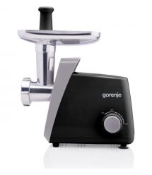 Gorenje Мясорубка, 1600Вт, 2,2кг/мин, 2 решетки, пластик+металл, черный