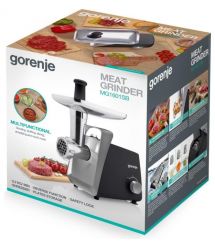 Gorenje Мясорубка, 1600Вт, 2,2кг/мин, 2 решетки, пластик+металл, черный