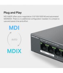 Mercusys Коммутатор MS108GP 8xGE (7xPoE), 65Вт, Неуправляемый