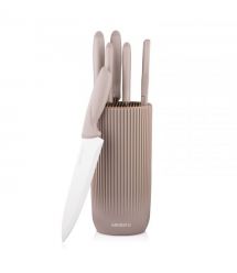 ARDESTO Набор ножей с блоком Gemini, 7 предметов, нержавеющая сталь, пластик, бежевый