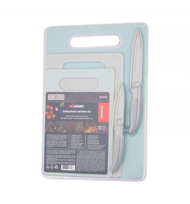 ARDESTO Набор кухонных досок и ножей Gemini Gourmet, 5 предметов, 25x17.6см, 28.8x19.6см, 3