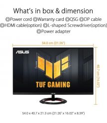 ASUS Монитор 23.8" TUF Gaming VG249Q3R 2xHDMI, DP, MM, IPS, 180Hz, 1ms, sRGB 100%, AdaptiveSync