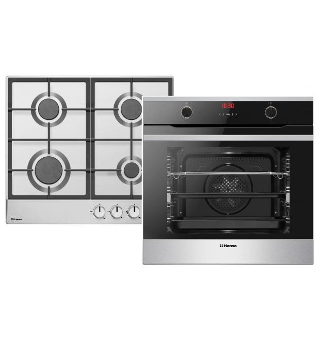 Hansa Комплект (духовка электрическая + поверхность газовая), черный+нерж
