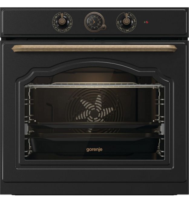 Gorenje Духовой шкаф электрический, 77л, A, пар, дисплей, черный матовый