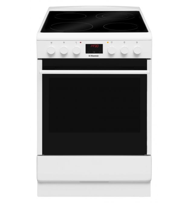 Hansa Плита электрическая стеклокерамическая, 65л, 50x60см, дисплей, конвекция, белый