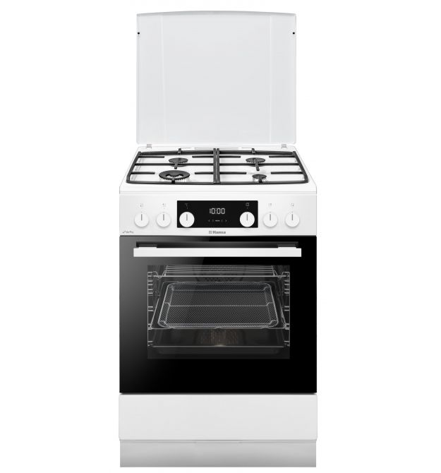 Hansa Плита комби, 77л, 60x60см, дисплей, конвекция, чугун, белый