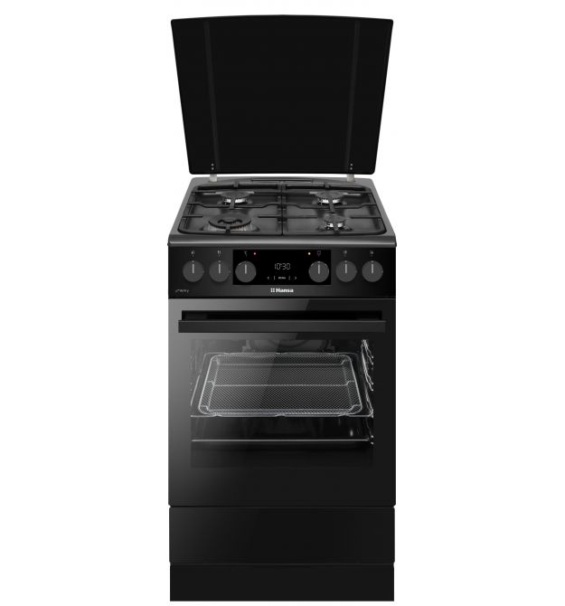 Hansa Плита комби, 65л, 50x60см, дисплей, конвекция, чугун, черный