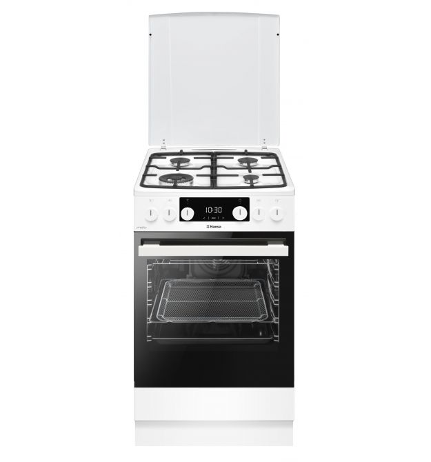 Hansa Плита комби, 65л, 50x60см, дисплей, конвекция, чугун, белый