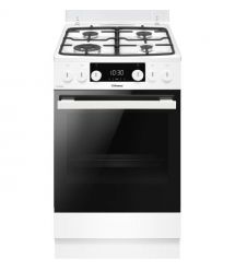 Hansa Плита комби, 65л, 50x60см, дисплей, конвекция, чугун, белый