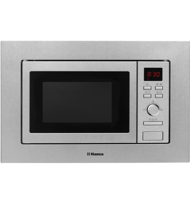 Hansa Микроволновая печь встраиваемая, 20л, электр. управл., 800Вт, гриль, дисплей, откр.кнопкой, нерж