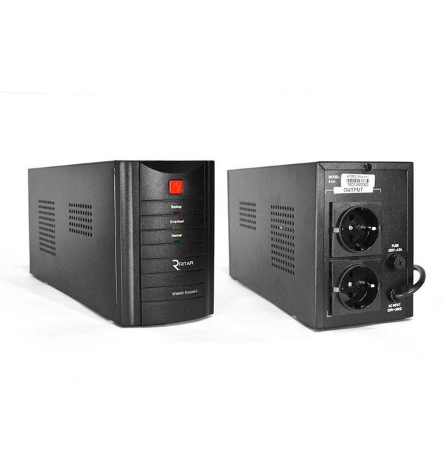 ИБП Ritar RTM800 (480W) Proxima-L, LED, AVR, 2st, 2xSCHUKO socket, 1x12V9Ah, metal Case (324х100х153)- Q4