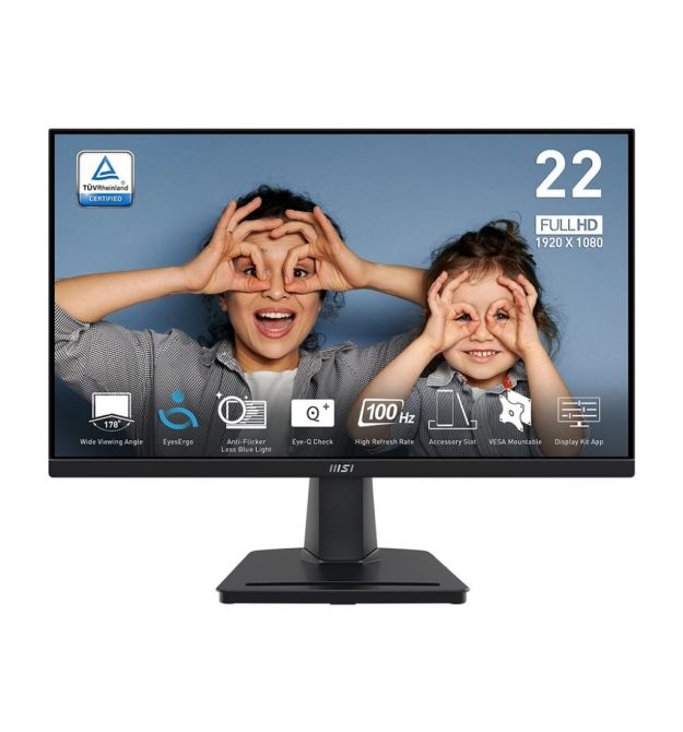 MSI Монитор 21.45" PRO MP225V D-Sub, HDMI, VA, 100Hz, 4ms, sRGB 100%, AdaptiveSync